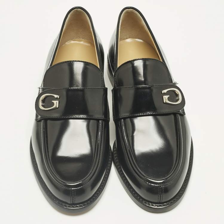 Pre Owned Gucci Black Leather Slip On Loafers Size 37