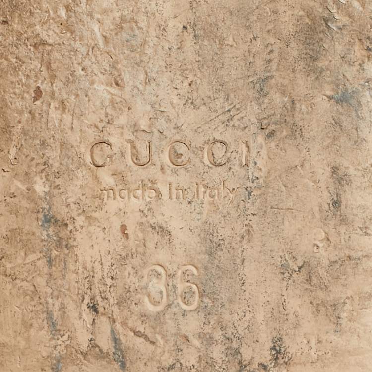 Pre Owned Gucci Beige Raffia and Snakeskin Leather Princetown Flat Mules Size 36