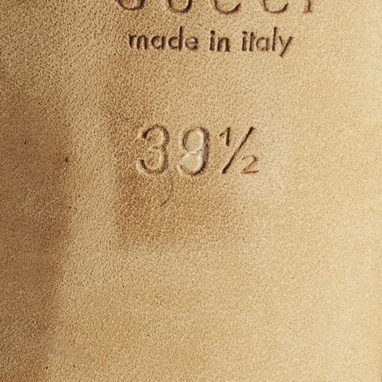 Pre Owned Gucci Brown GG Leather Interlocking Logo Round Toe Pumps Size 39.5