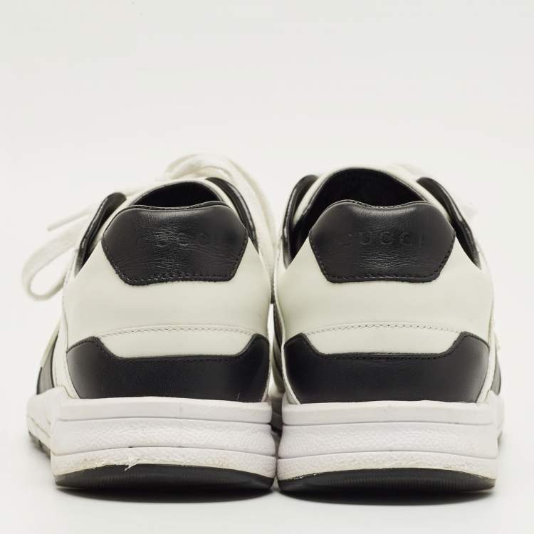 Pre Owned Gucci White/Black Leather Interlocking G Sneakers Size 40.5