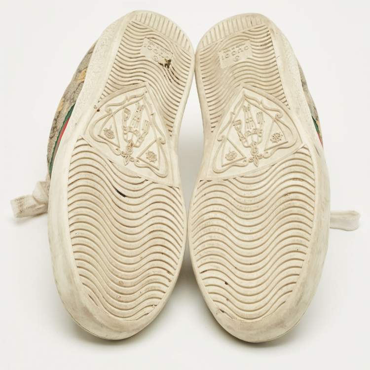 Pre Owned Gucci Beige/Brown GG Supreme Canvas Ace Sneakers Size 35.5