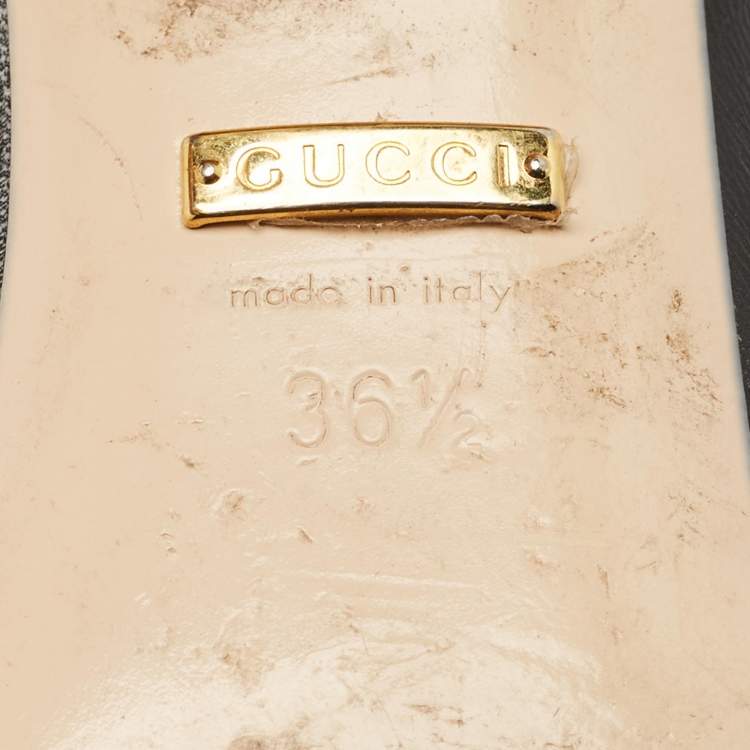 Pre Owned Gucci Zumi Interlocking G Size 36.5 Black Leather Mules