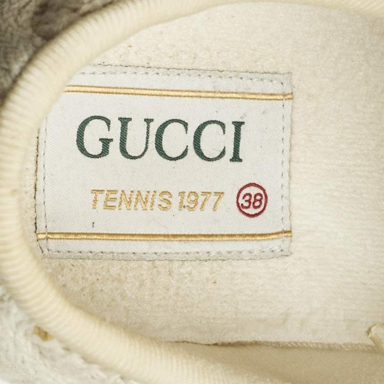 Pre Owned Gucci Guccissima White Crochet Lace Up Sneakers Size 38