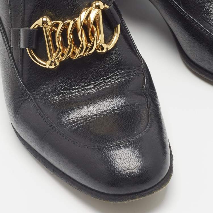 Pre Owned Gucci Kitten Size 37 Black Leather Ankle Length Boots