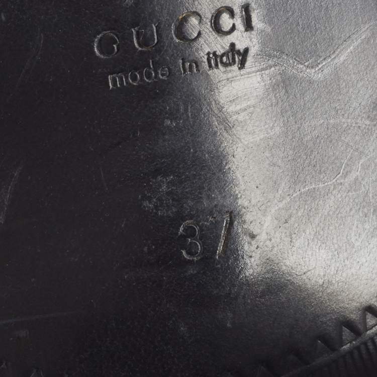 Pre Owned Gucci Kitten Size 37 Black Leather Ankle Length Boots