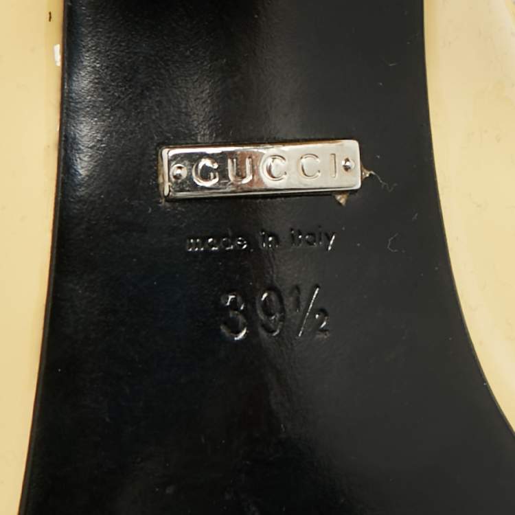 Pre Owned Gucci Horsebit Size 39.5 Yellow Patent Leather Slide Sandals