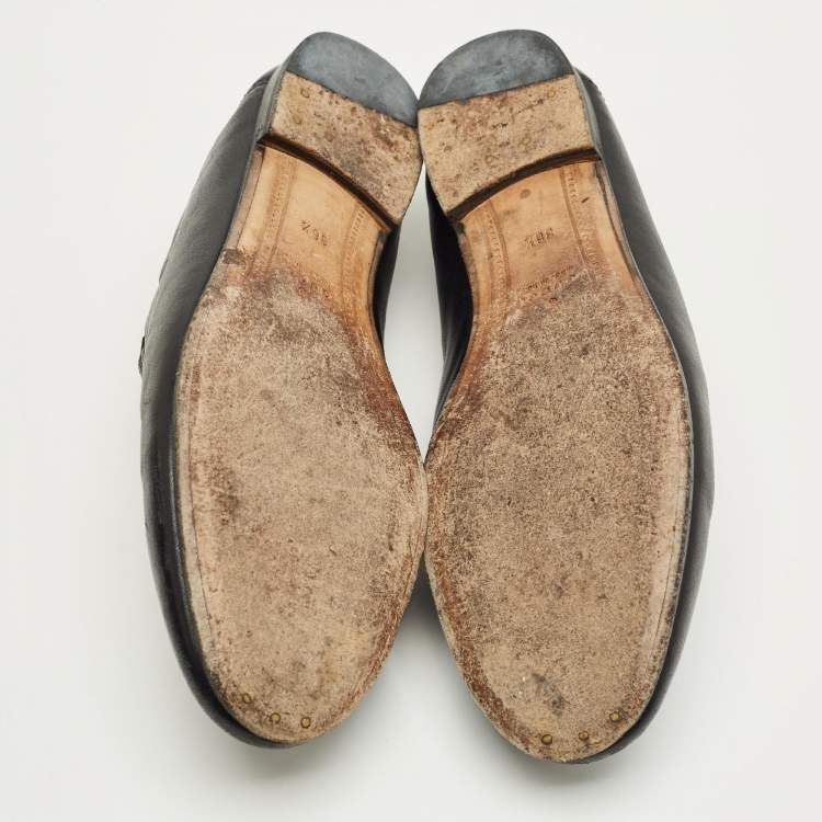 Pre Owned Gucci Brixton Foldable Size 36.5 Black Leather Loafers