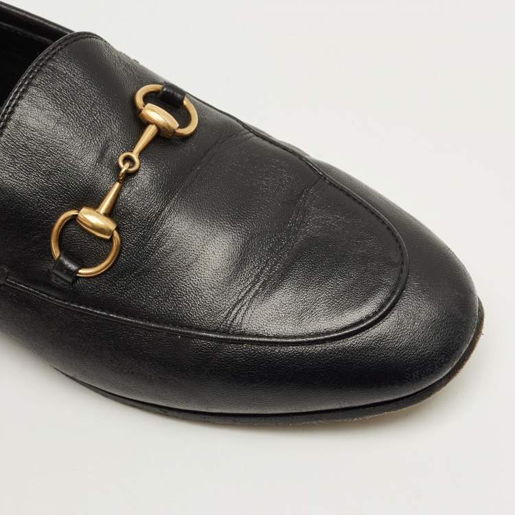 Pre Owned Gucci Brixton Foldable Size 36.5 Black Leather Loafers