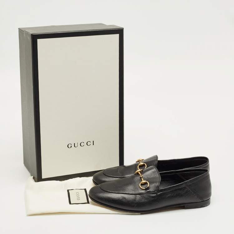 Pre Owned Gucci Brixton Foldable Size 36.5 Black Leather Loafers