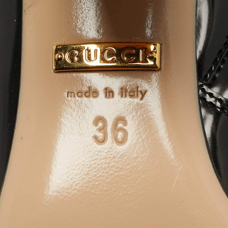 مملوكة مسبقًا Gucci Size 36 Black/White Patent Leather Bow Ankle Length Boots