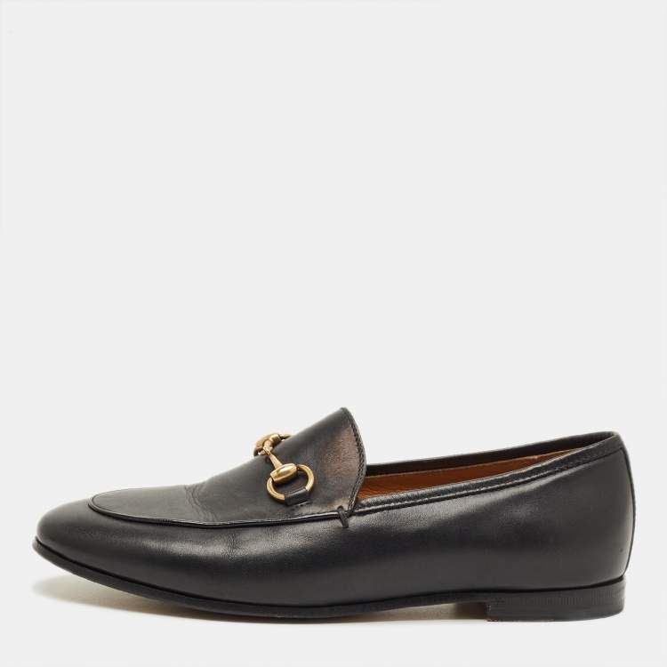 مملوكة مسبقًا Gucci Princetown Size 35.5 Black Leather Slip On Loafers