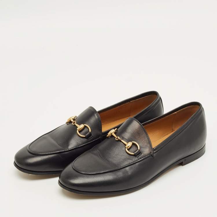 مملوكة مسبقًا Gucci Princetown Size 35.5 Black Leather Slip On Loafers