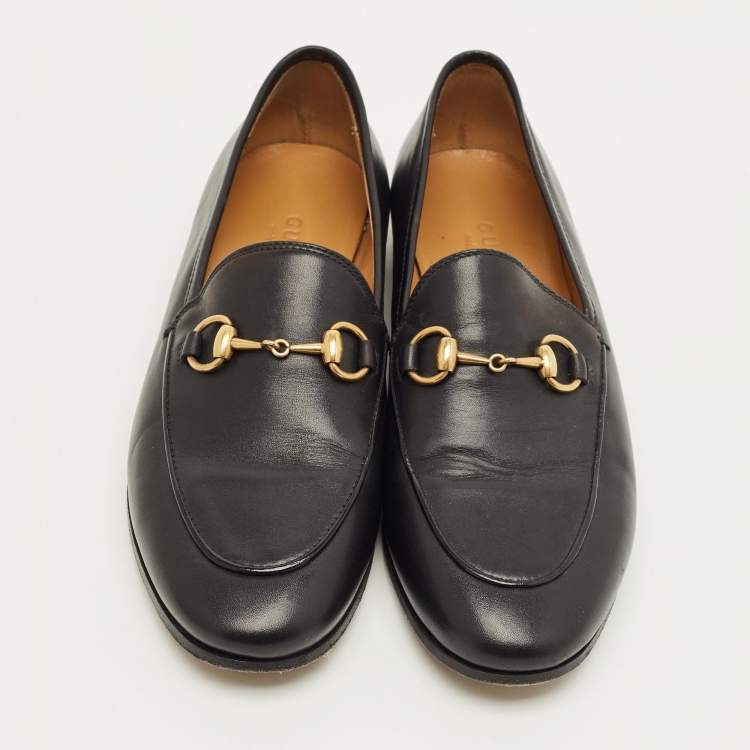 مملوكة مسبقًا Gucci Princetown Size 35.5 Black Leather Slip On Loafers