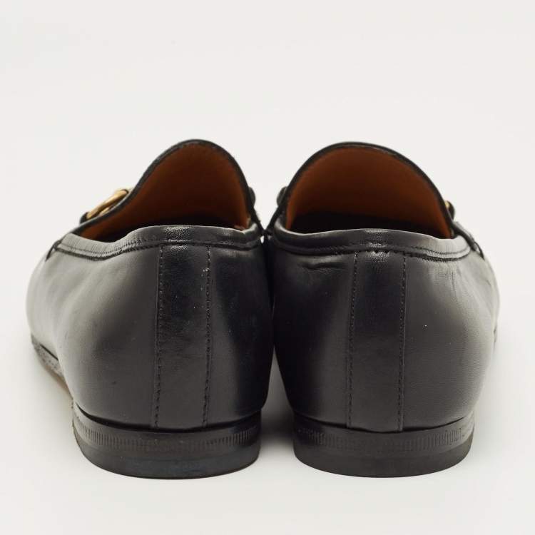 مملوكة مسبقًا Gucci Princetown Size 35.5 Black Leather Slip On Loafers