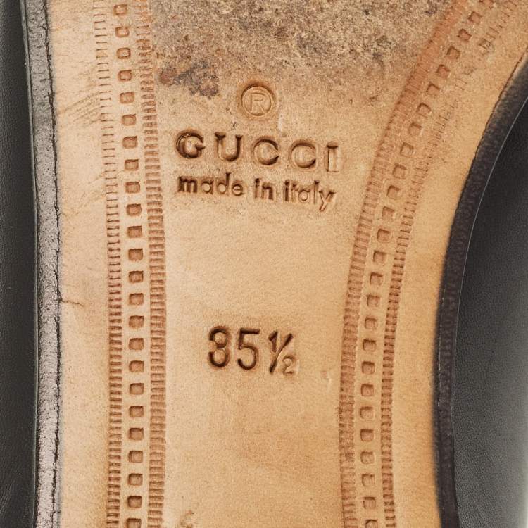 مملوكة مسبقًا Gucci Princetown Size 35.5 Black Leather Slip On Loafers