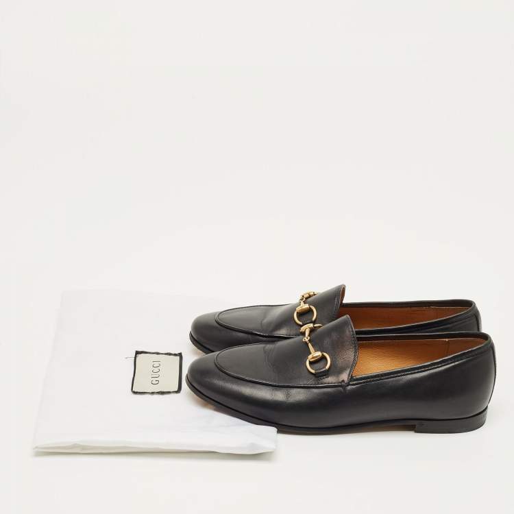 مملوكة مسبقًا Gucci Princetown Size 35.5 Black Leather Slip On Loafers