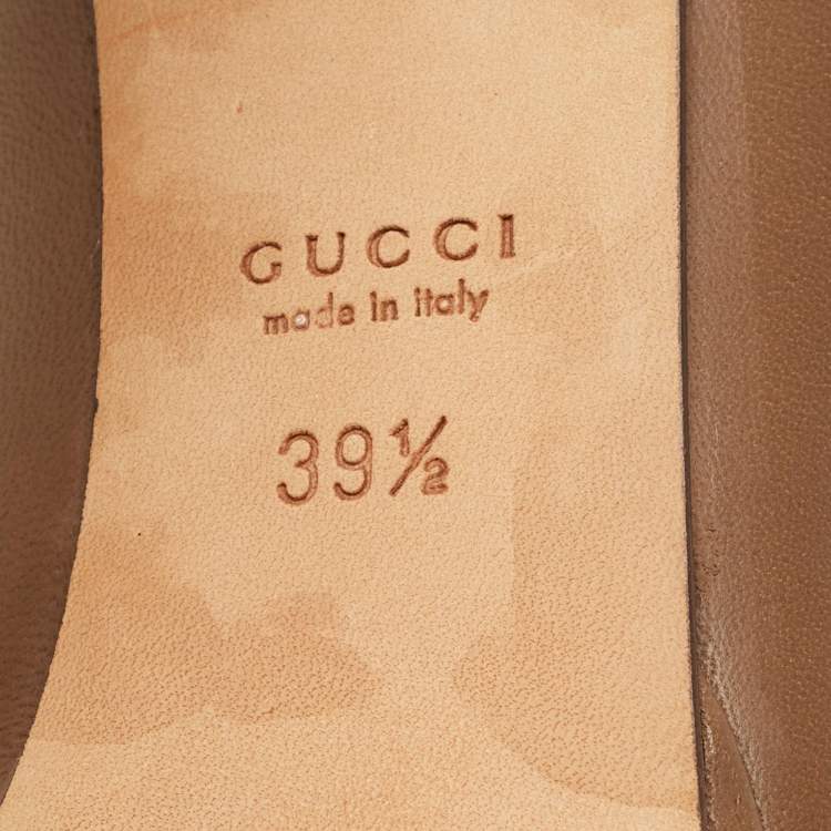 Pre Owned Gucci Horsebit Size 39.5 Brown Leather Peep Toe Pumps