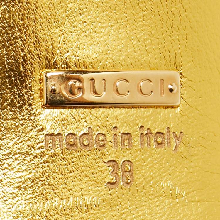 Pre Owned Gucci Sylvie Size 38 Black Leather Pointed Toe Web Unia Mary Jane Pumps