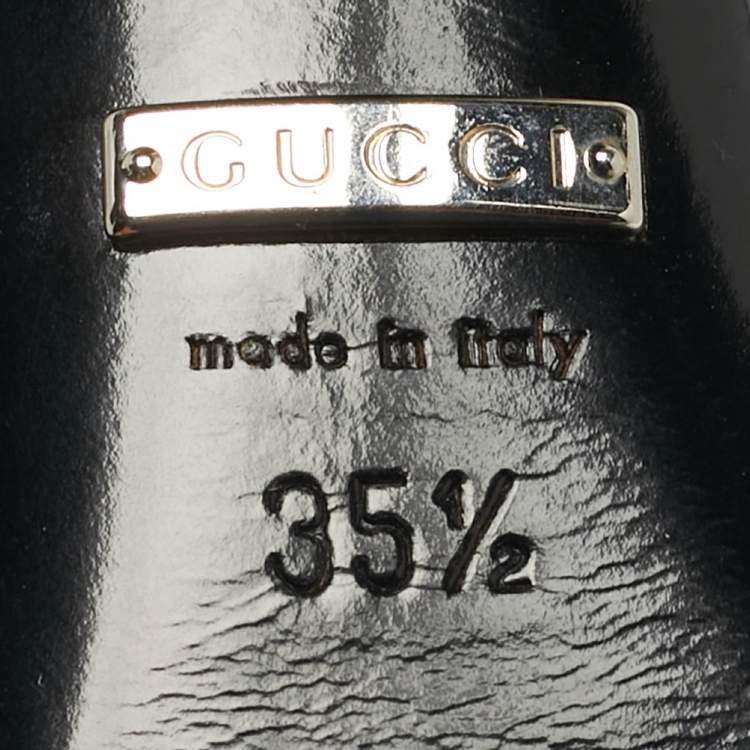 Pre Owned Gucci Size 35.5 Black Patent Leather Ankle Strap Sandals