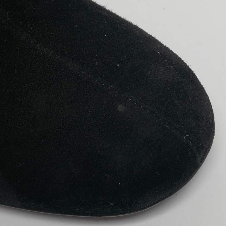 Pre Owned Gucci Size 39 Black Suede Studded Ankle Length Boots