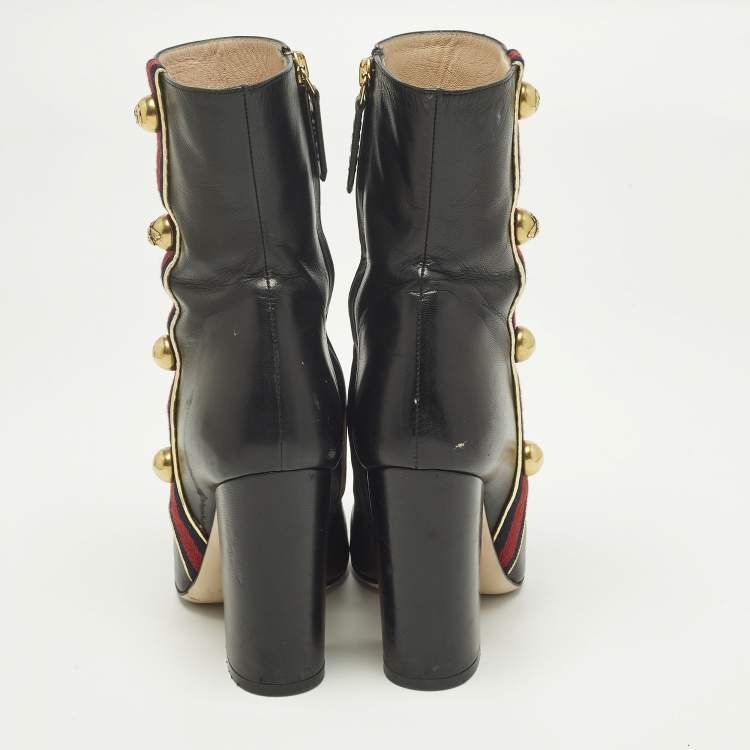 Pre Owned Gucci Carly Malaga Size 36 Black Leather Ankle Length Boots