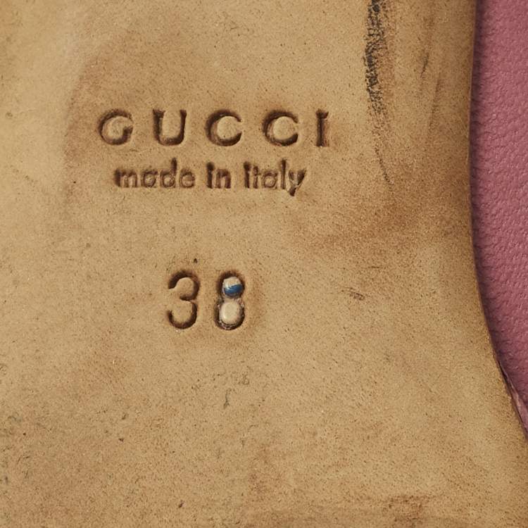 Pre Owned Gucci Horsebit Size 38 Pink Leather Peep Toe Pumps