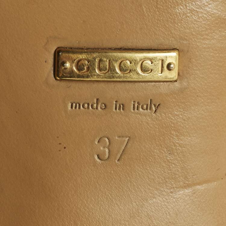 Pre Owned Gucci Double G Size 37 Black Leather Web Loafers