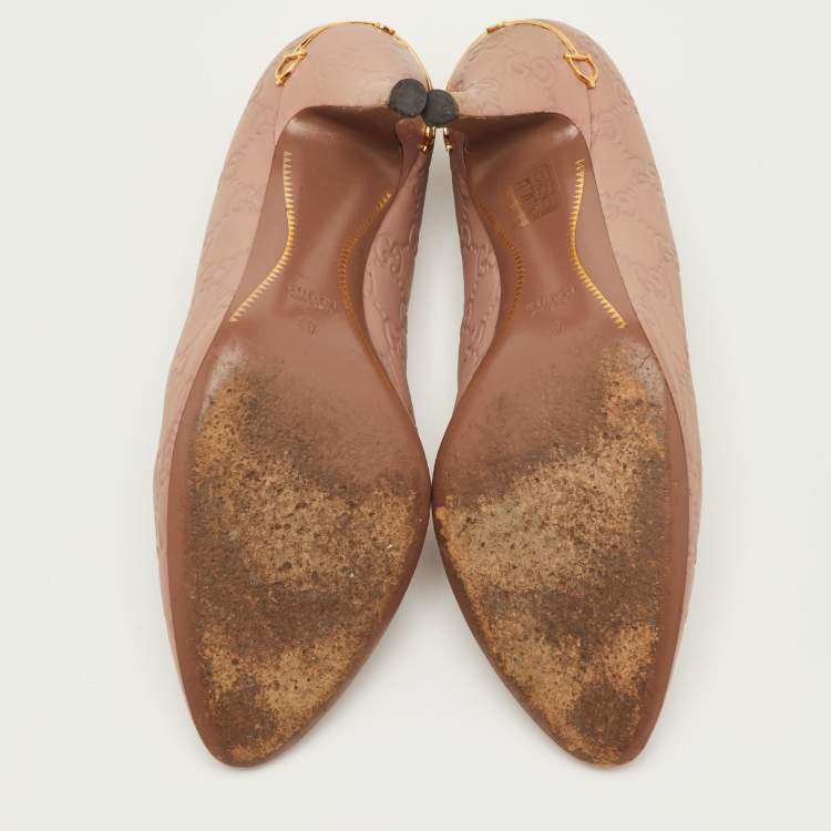 مملوكة مسبقًا Gucci Horsebit Size 40 Pink Guccissima Leather Round Toe Pumps