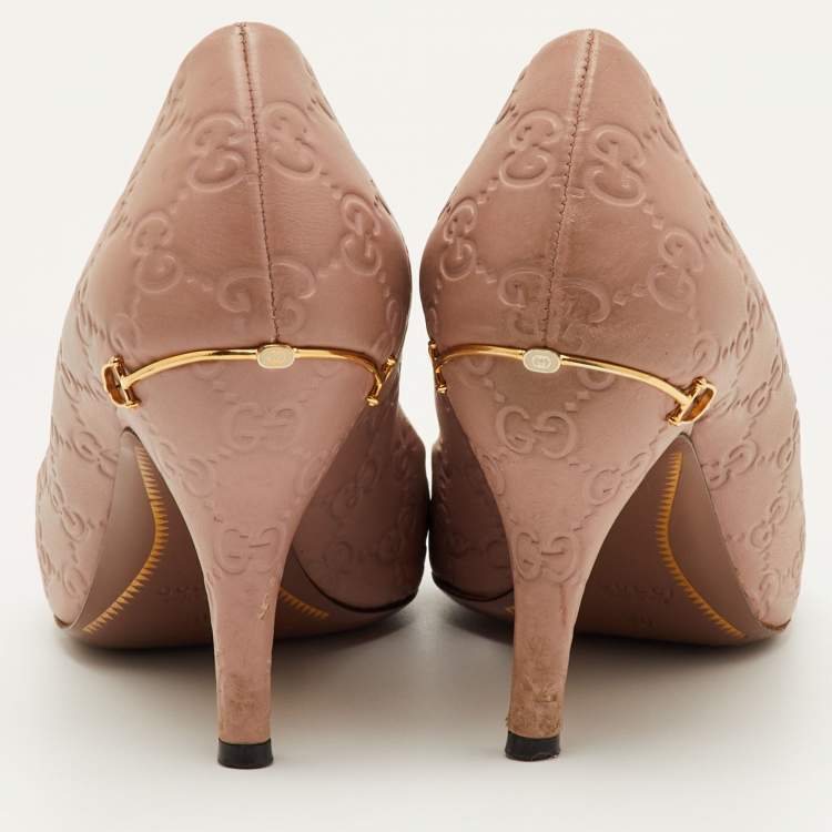 مملوكة مسبقًا Gucci Horsebit Size 40 Pink Guccissima Leather Round Toe Pumps