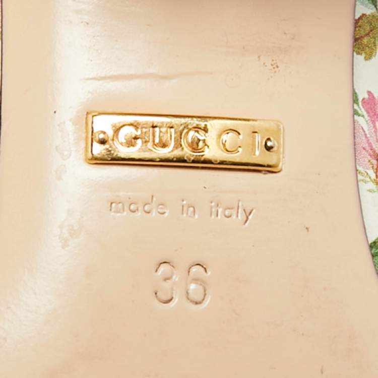 Pre Owned Gucci Marmont Size 36 Multicolor Leather  Rose Print Fringe Pumps 