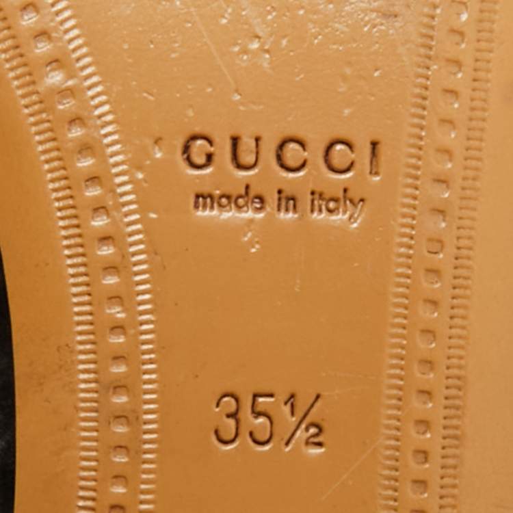 Pre Owned Gucci Horsebit Size 35.5 Blue/White Leather and Tweed Loafers