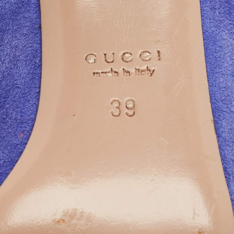 Pre Owned Gucci Size 39 Blue Suede Elizabeth Horsebit Pointed Toe Pumps