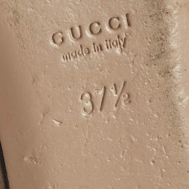 Pre Owned Gucci Interlocking G Size 37.5 Pink Crystal Embellished Leather Ballet Flats