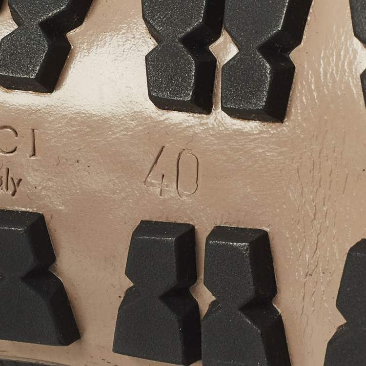 Pre Owned Gucci Size 40 Black Leather Platform Knee Length Boots