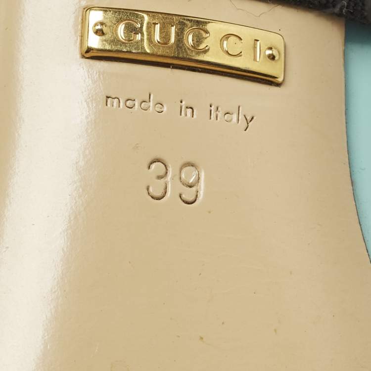 Pre Owned Gucci Elaisa Size 39 Blue Leather Crystal Embellished Pumps