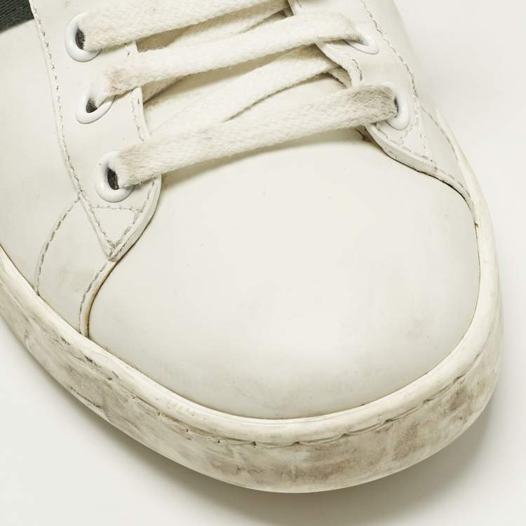 Pre Owned Gucci Ace Size 38 White Leather Low Top Sneakers