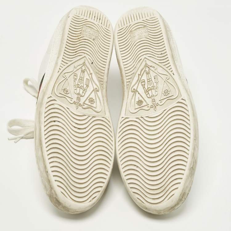 Pre Owned Gucci Ace Size 38 White Leather Low Top Sneakers