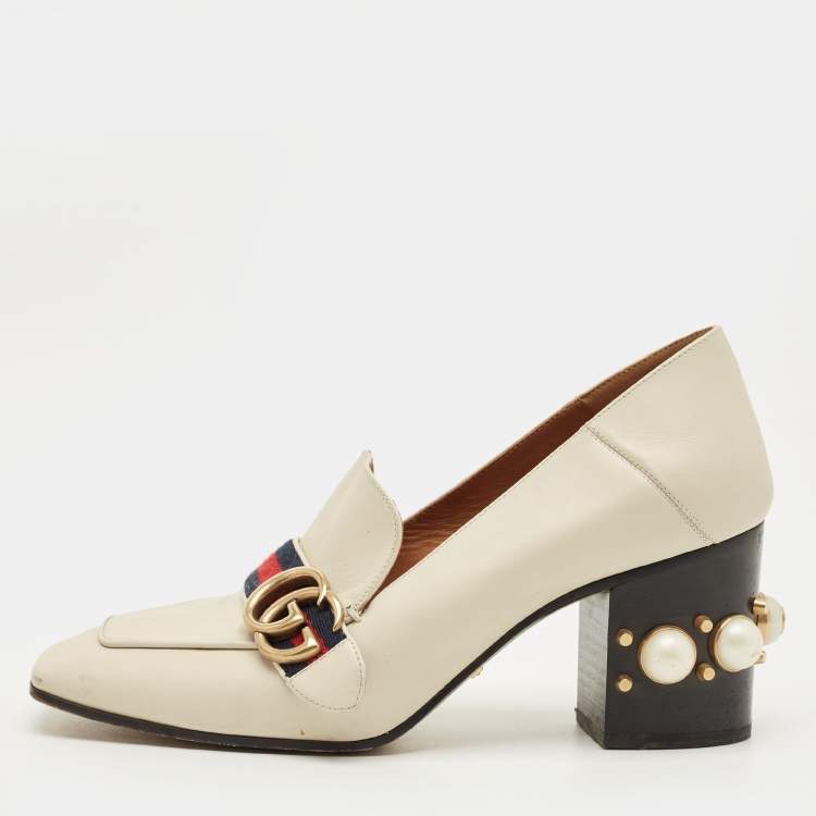 مملوكة مسبقًا Gucci GG Marmont Size 39.5 Cream Leather Pumps