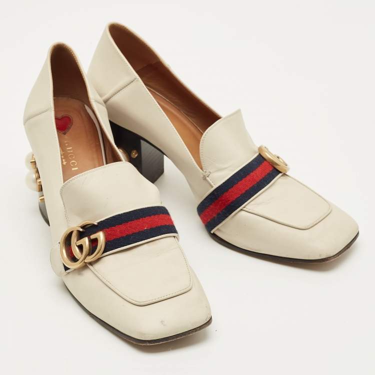 مملوكة مسبقًا Gucci GG Marmont Size 39.5 Cream Leather Pumps