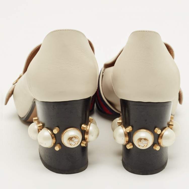 مملوكة مسبقًا Gucci GG Marmont Size 39.5 Cream Leather Pumps
