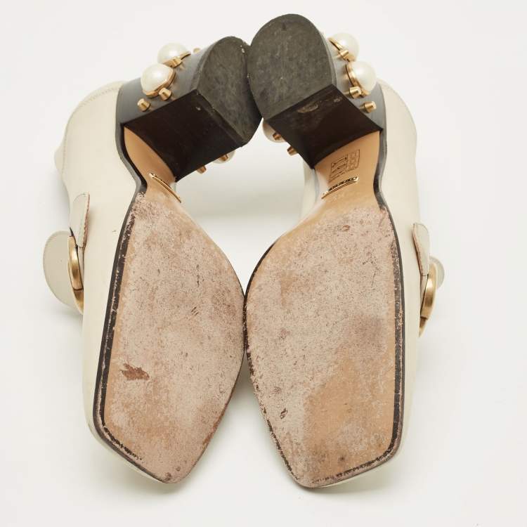 مملوكة مسبقًا Gucci GG Marmont Size 39.5 Cream Leather Pumps