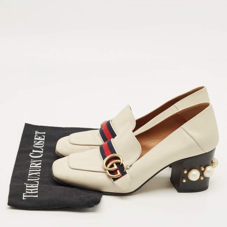 مملوكة مسبقًا Gucci GG Marmont Size 39.5 Cream Leather Pumps