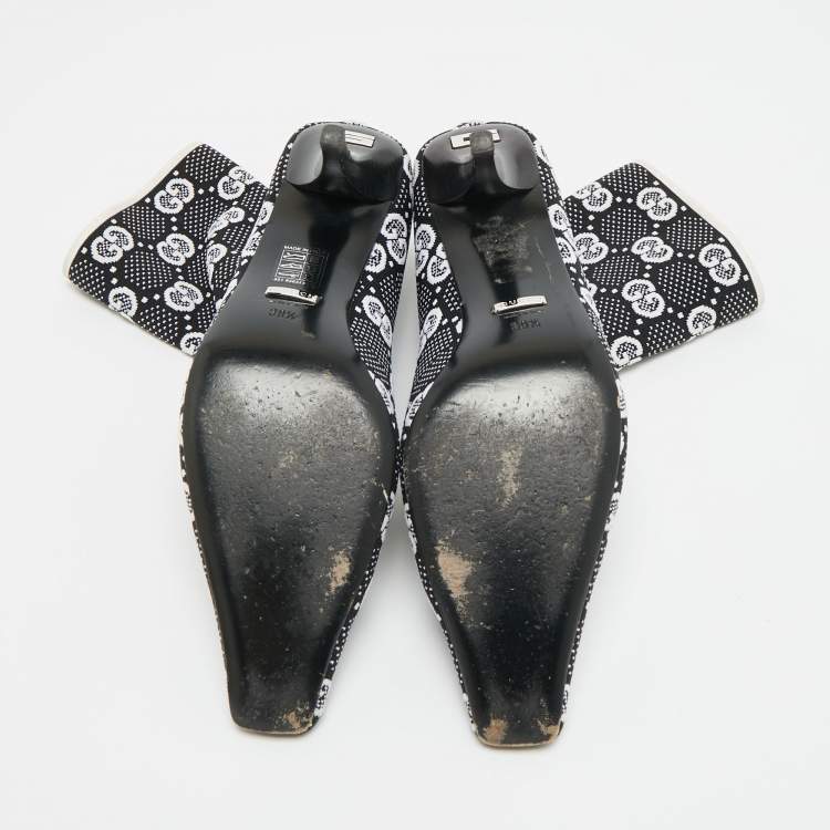 Pre Owned Gucci GG Size 39.5 Black Knit Fabric Sock Boots                