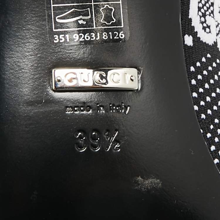 Pre Owned Gucci GG Size 39.5 Black Knit Fabric Sock Boots                