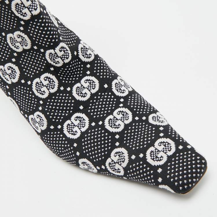 Pre Owned Gucci GG Size 39.5 Black Knit Fabric Sock Boots                