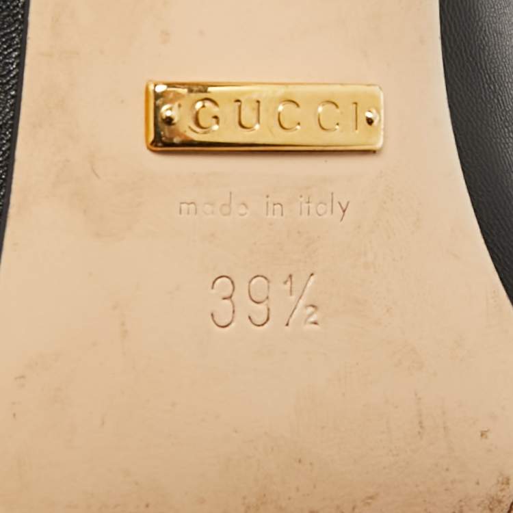 Pre Owned Gucci Slyvie Size 39.5 Black Leather Mary Jane Pumps