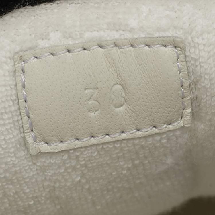 Pre Owned حذاء رياضي غوتشي سكرينر قماش أبيض وجلد مزين بالكريستال برباط مقاس 38