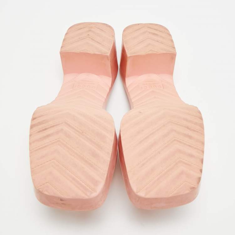 Pre Owned Gucci Size 38 Pink Rubber Slide Sandals