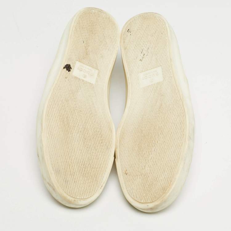 Pre Owned Gucci Size 35 Gold Texture Leather Slip On Sneakers