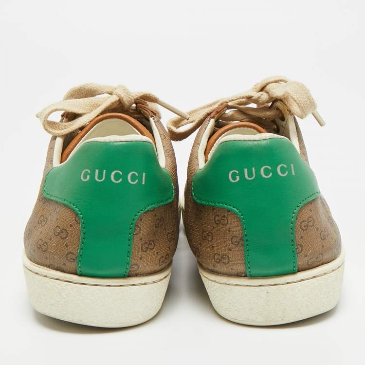 Pre Owned حذاء رياضي غوتشي "ديزني آيس" قماش مغلف بني وجلد برباط علوي مقاس 37